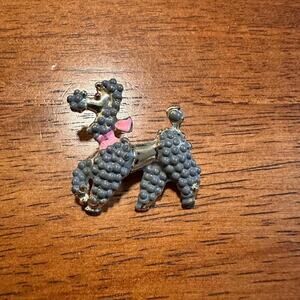 Vintage Gray Poodle Brooch Pin